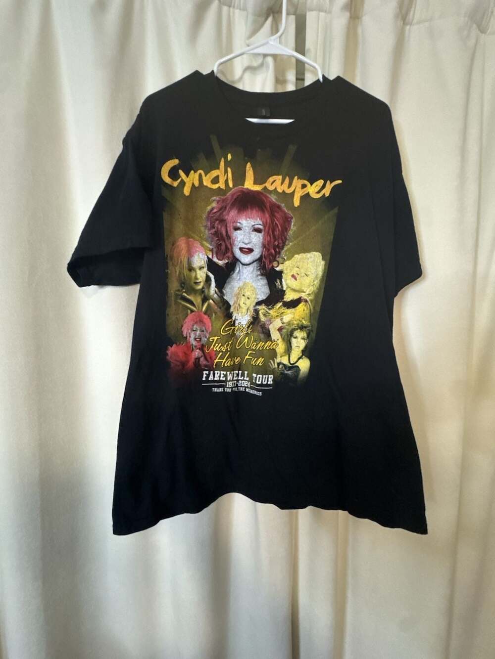Cyndi Lauper Girls Just Wanna Have Fun Farewell Tour 1977-2024 Black T-Shirt